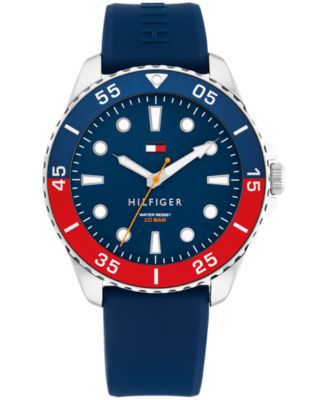 Tommy Hilfiger Men's Quartz Blue Silicone Strap Watch, 42mm - Macy's