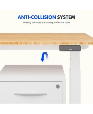 E7-COMMERCIAL 72  W Electric Adjustable Standing Desk, Bamboo Top, White Base