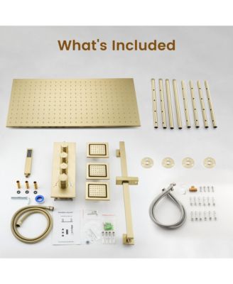 Body Jets With Handheld Shower Ceiling-Mounted Thermostatic Shower System