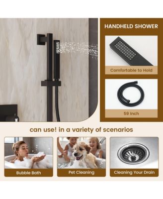 Body Jets With Handheld Shower Ceiling-Mounted Thermostatic Shower System