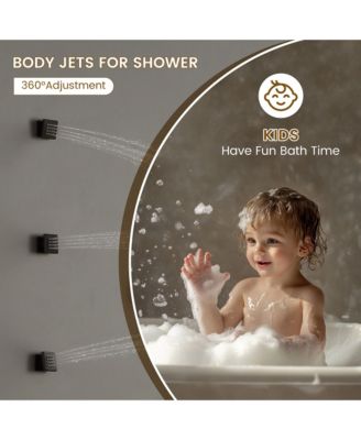 All-In-One Thermostatic Shower System with LED Light and Body Jets