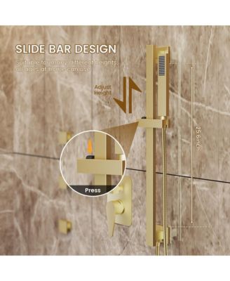 All-In-One Thermostatic Shower System with LED Light and Body Jets