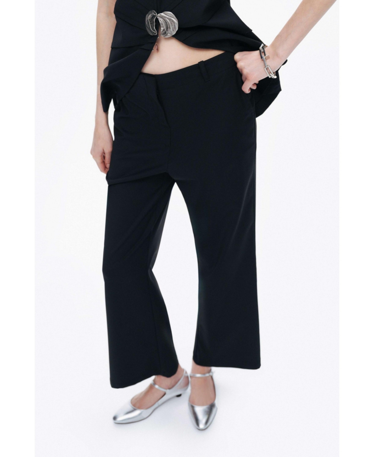 Women's Double-Pleated Pants - Black