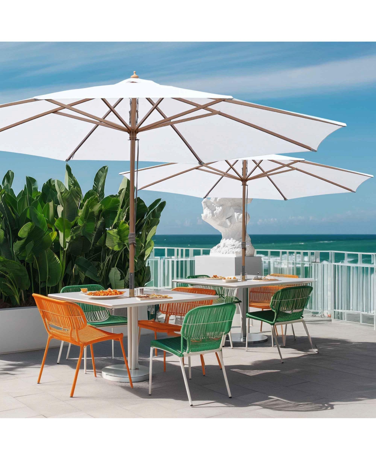 Yescom 13FT Large Outdoor Patio Umbrella UV30+ Wood 8 Rib Pole for Table Beach Yard Garden Wedding Deck Cafe Pool White