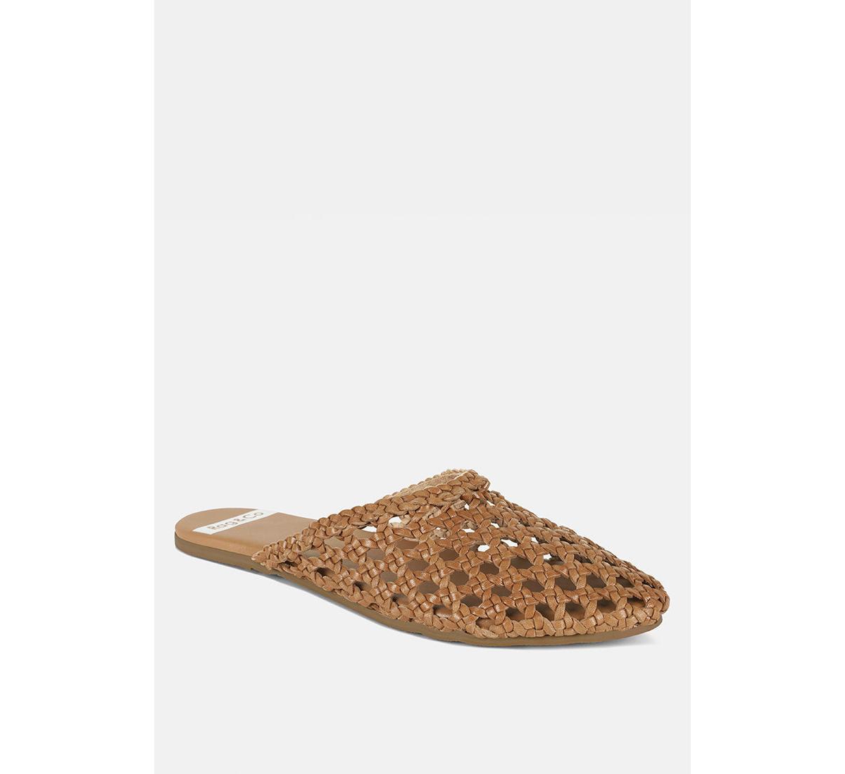 Wendigo Woven Real Leather Mules - Cognac
