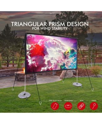 100" Portable Outdoor Projection Screen – Lightweight Frame Stand, HD 16:9 Display