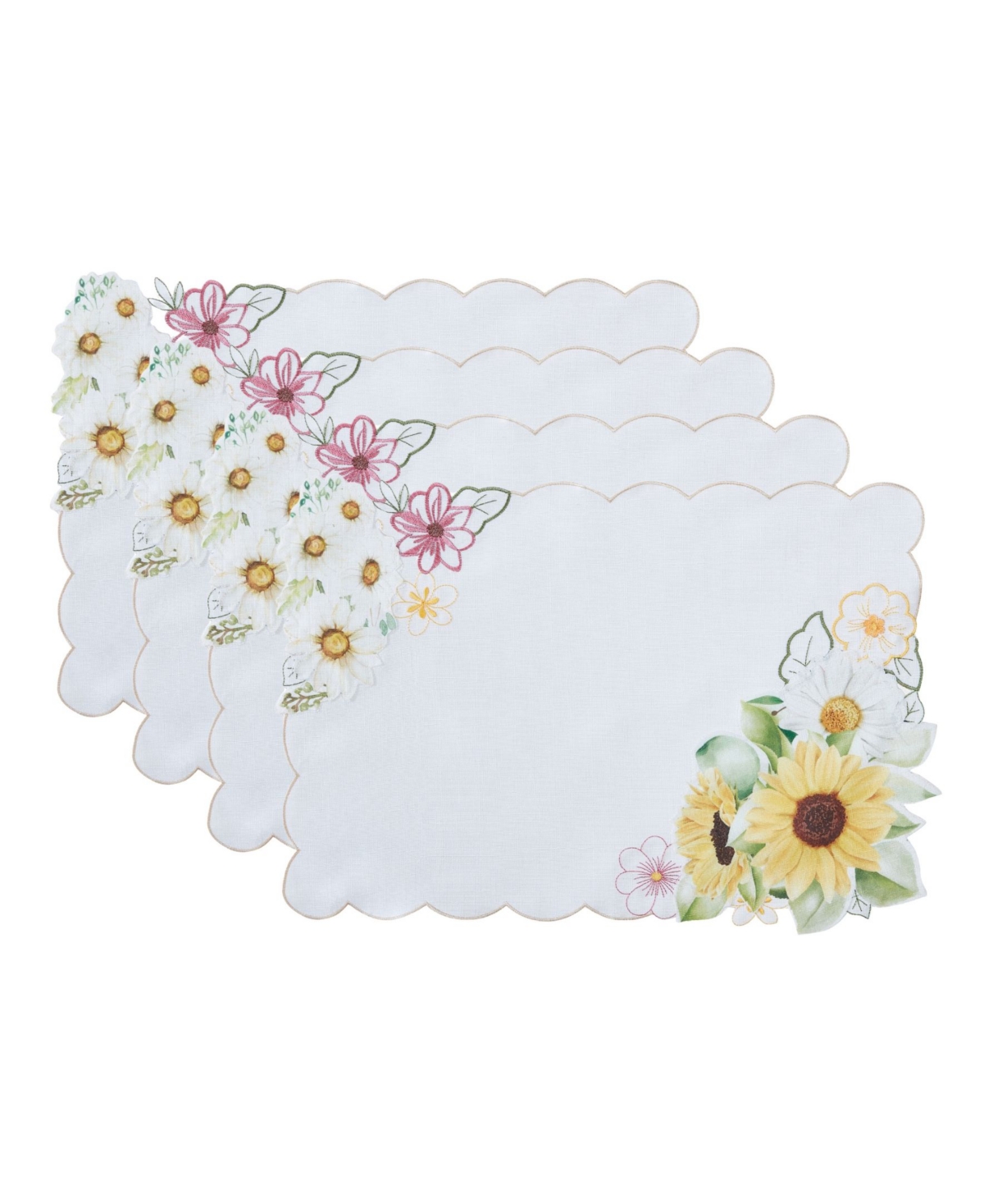 Elrene Sunflower And Daisies Placemats, Set Of 4 In Multi
