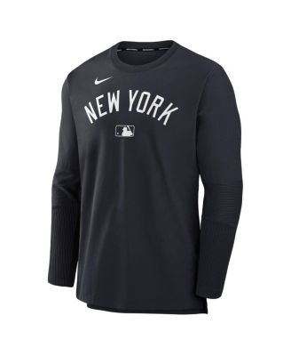 Men's Navy New York Yankees Authentic Collection Lightweight Player Tri-Blend Performance Pullover Sweatshirt