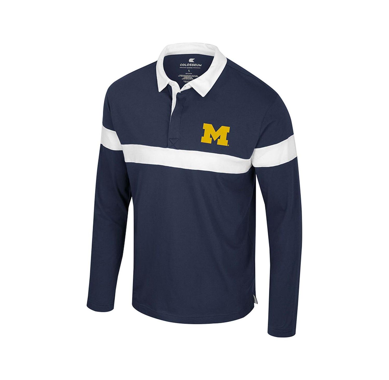 Men's Navy Michigan Wolverines Too Cool For School Long Sleeve Polo Shirt