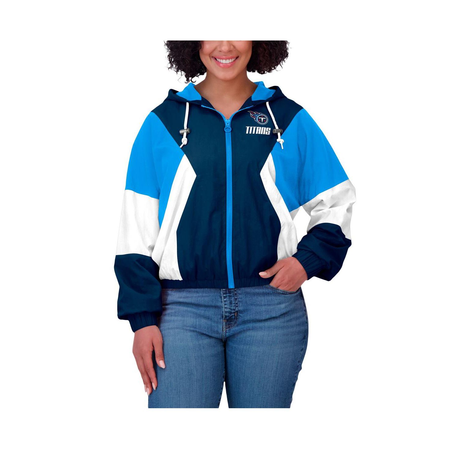 Women's Light Blue Tennessee Titans Color Block Full-Zip Windbreaker Jacket