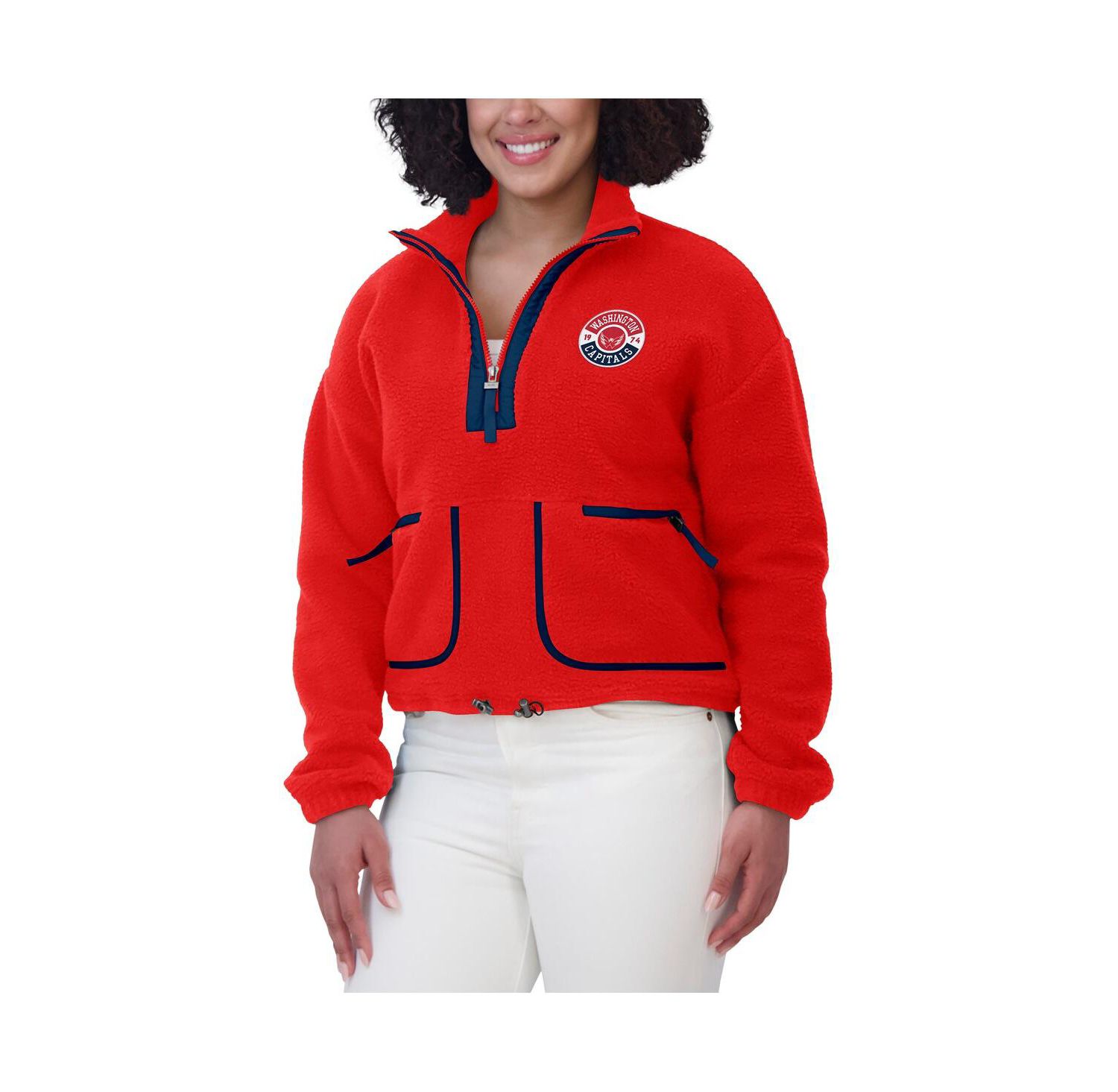Women's Red Washington Capitals Polar Fleece Half-Zip Jacket