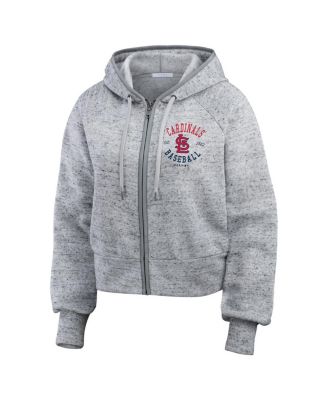 Women's Heather Gray St. Louis Cardinals Speckled Fleece Cropped Full-Zip Hoodie