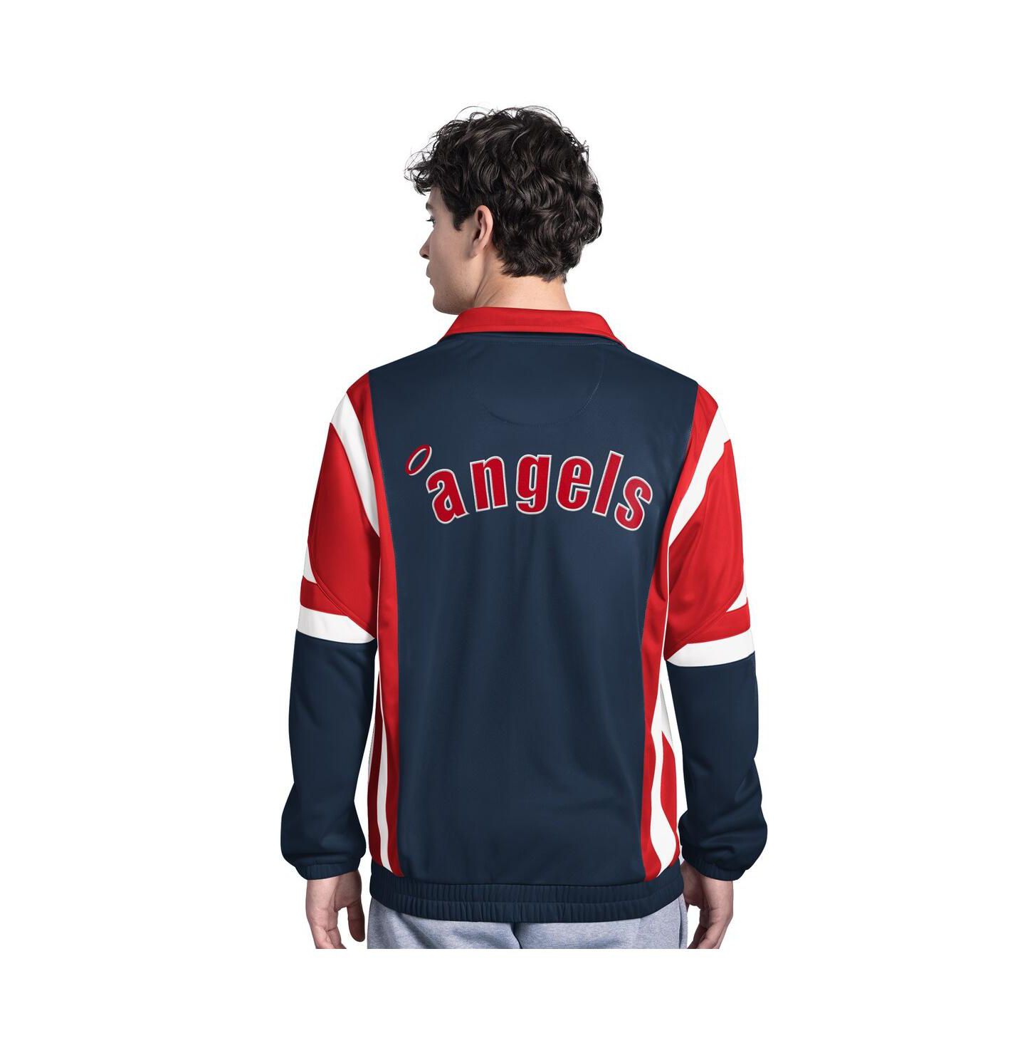 Мужская куртка Starter Navy/Red California Angels Contender Tricot Full-Zip Track — фото 2