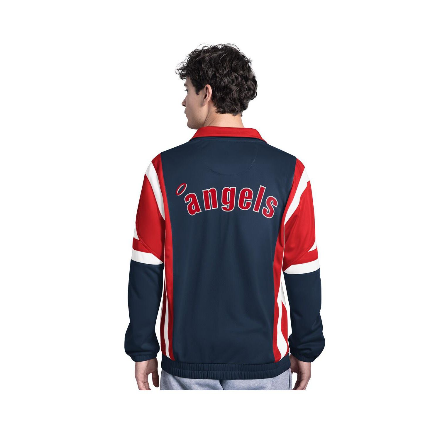 Men's Navy/Red California Angels Contender Tricot Full-Zip Track Jacket