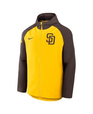 Men's Gold/Brown San Diego Padres Authentic Collection Raglan Performance Full-Zip Jacket