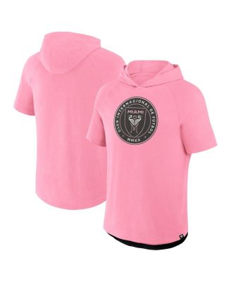 Fanatics - Men's Pink Inter Miami CF Hat Trick Stadium Slub Raglan Short Sleeve Pullover Hoodie