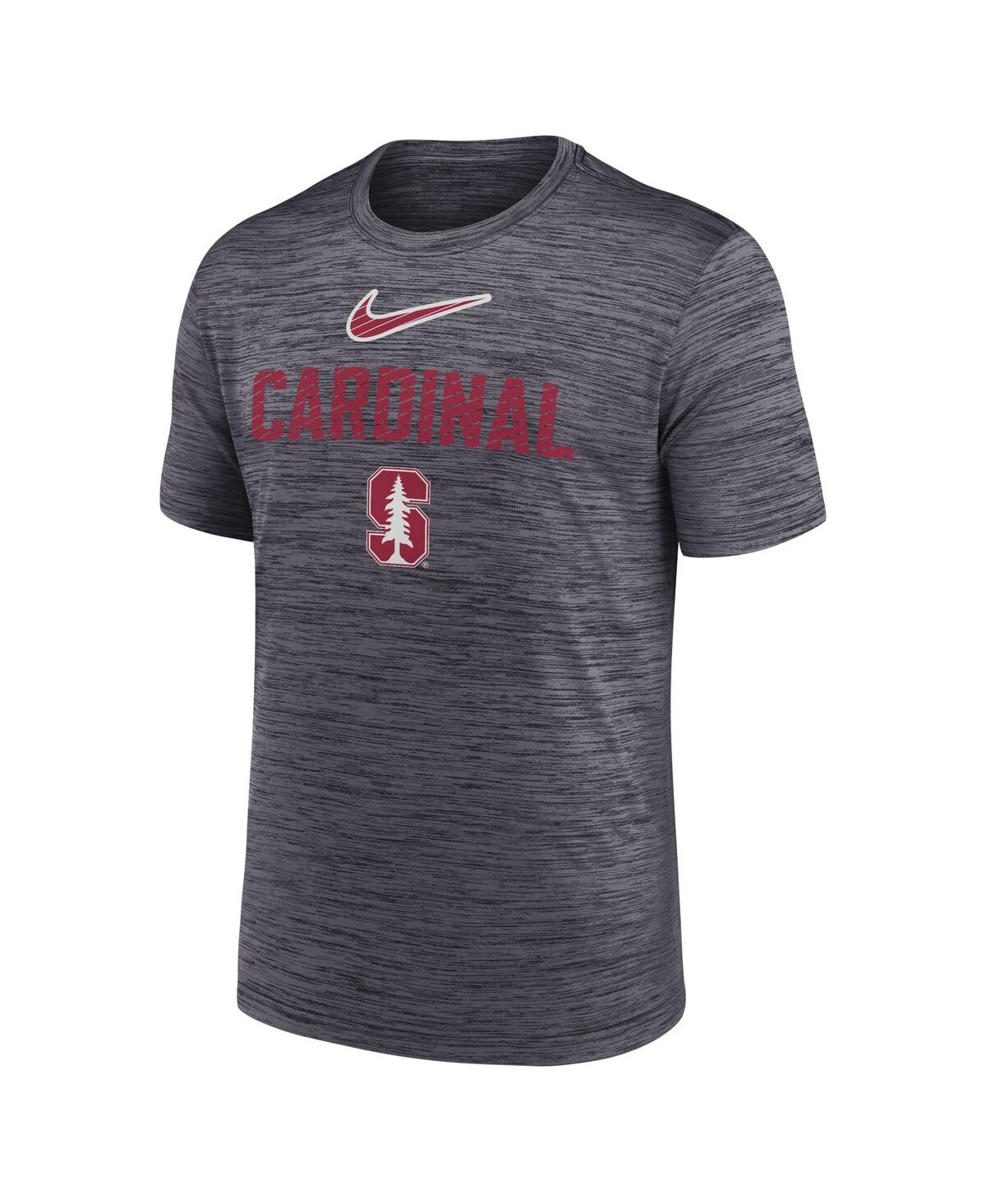 Nike Men's Black Stanford Cardinal Campus Slant Velocity Performance T-shirt In Gray