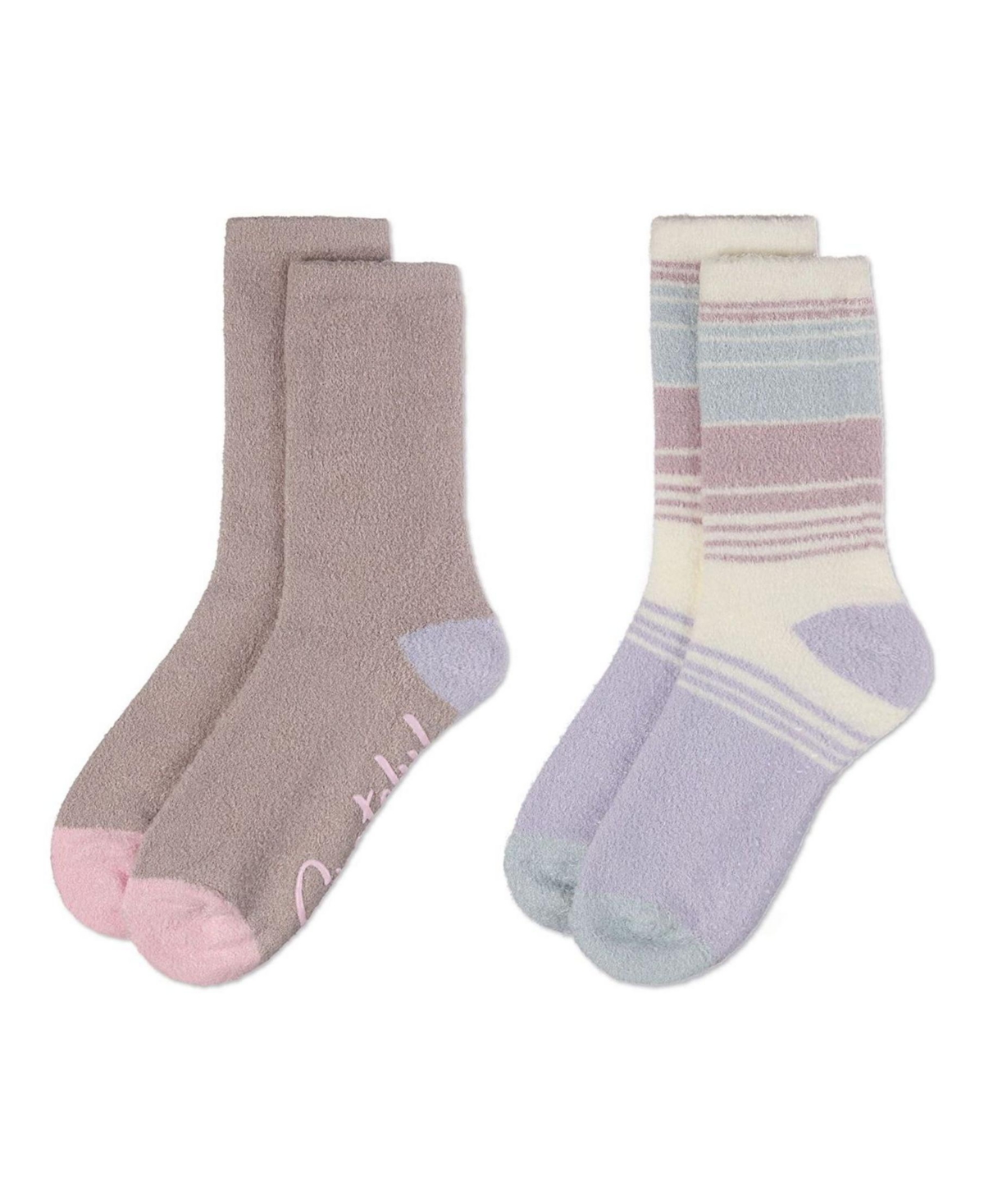 Memoi Women's 2 Pair Pack Aloe Infused Non-skid Spa Socks Bws1000