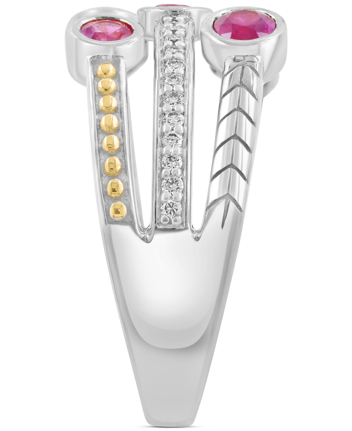 Effy Collection Effy Sapphire (5/8 Ct. T.w.) & Diamond (1/10 Ct. T.w.) Triple-row Ring In Sterling Silver (also In R