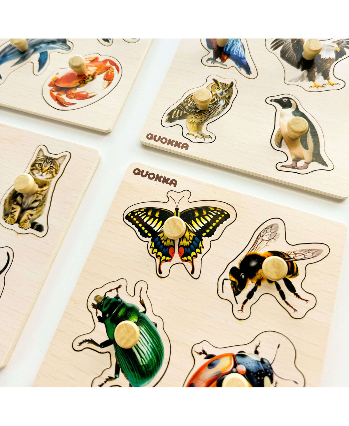 Детский пазл Quokka Wooden Puzzles for Toddlers 1-3 – Pegged Puzzles for Kids, цвет: Fruits And Animals — фото 8