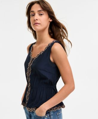 Women's Embroidered Peplum Top