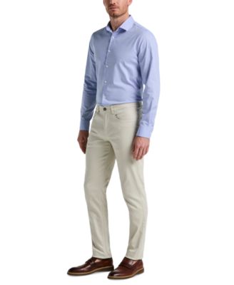 Men's Slim Fit Long Sleeve Button-Front Dobby Cotton Shirt