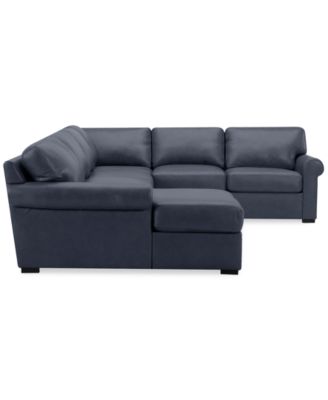 Radley Roll Arm 139" 5-Pc. Leather Square Corner Chaise Sectional