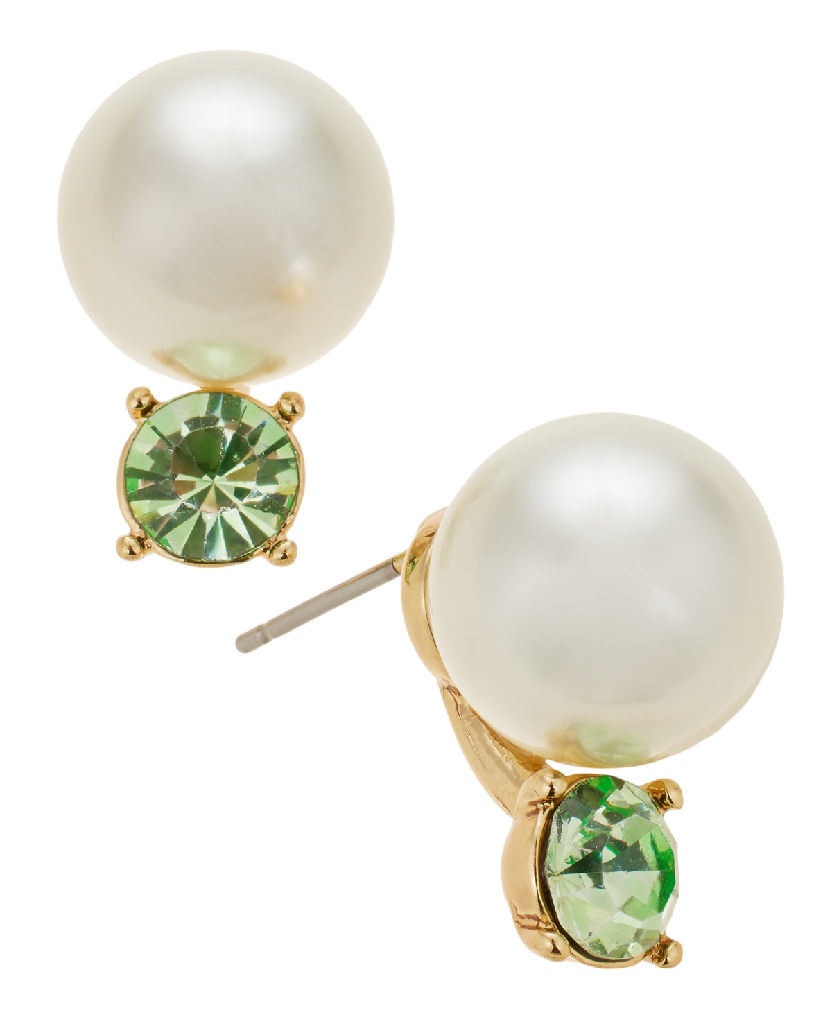 Gold-Tone Crystal & Imitation Pearl Stud Earrings, Exclusively at Macy's - Multi