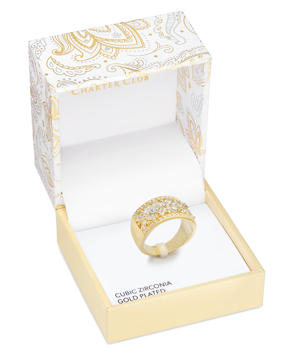 Gold-Tone Cubic Zirconia Wide Band Ring, Exclusively at Macy's - Gold