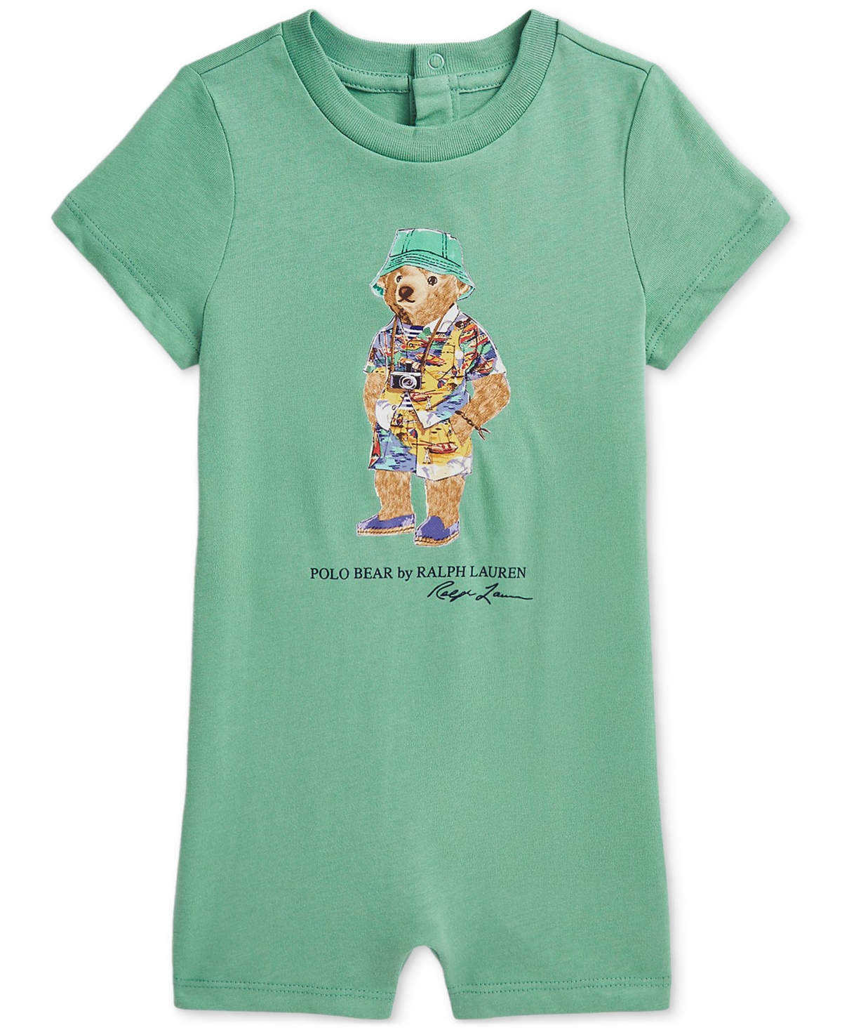 Polo Ralph Lauren Baby Cotton Jersey Bear Shortall In Green
