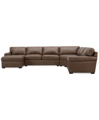 Radley Roll Arm 152" 5-Pc. Leather Wedge Corner Chaise Sectional, Exclusively at Macy's