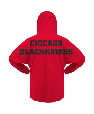 Women's Red Chicago Blackhawks Jersey Lace-Up V-Neck Long Sleeve Hoodie T-Shirt