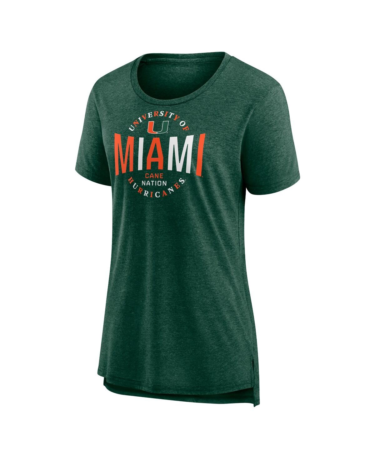 Fanatics Women's Green Miami Hurricanes True Classics Break It Down Tri-blend T-shirt In Green