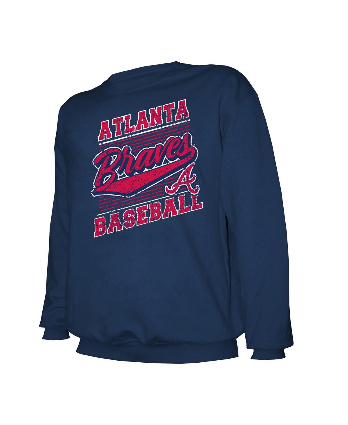 Shop Stitches Men's Navy Atlanta Braves Pullover Sweatshirt