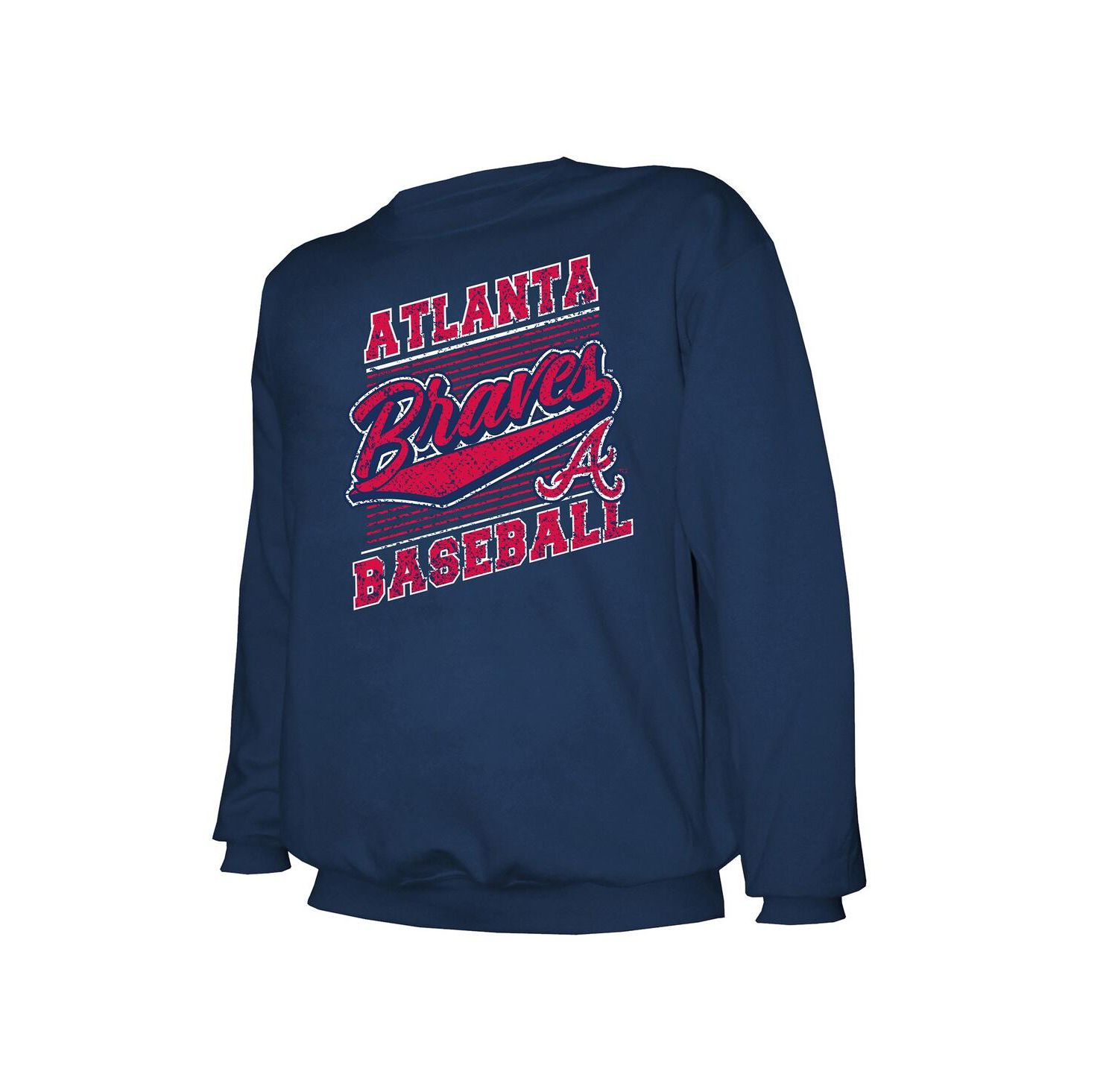 Men's Navy Atlanta Braves Pullover Sweatshirt