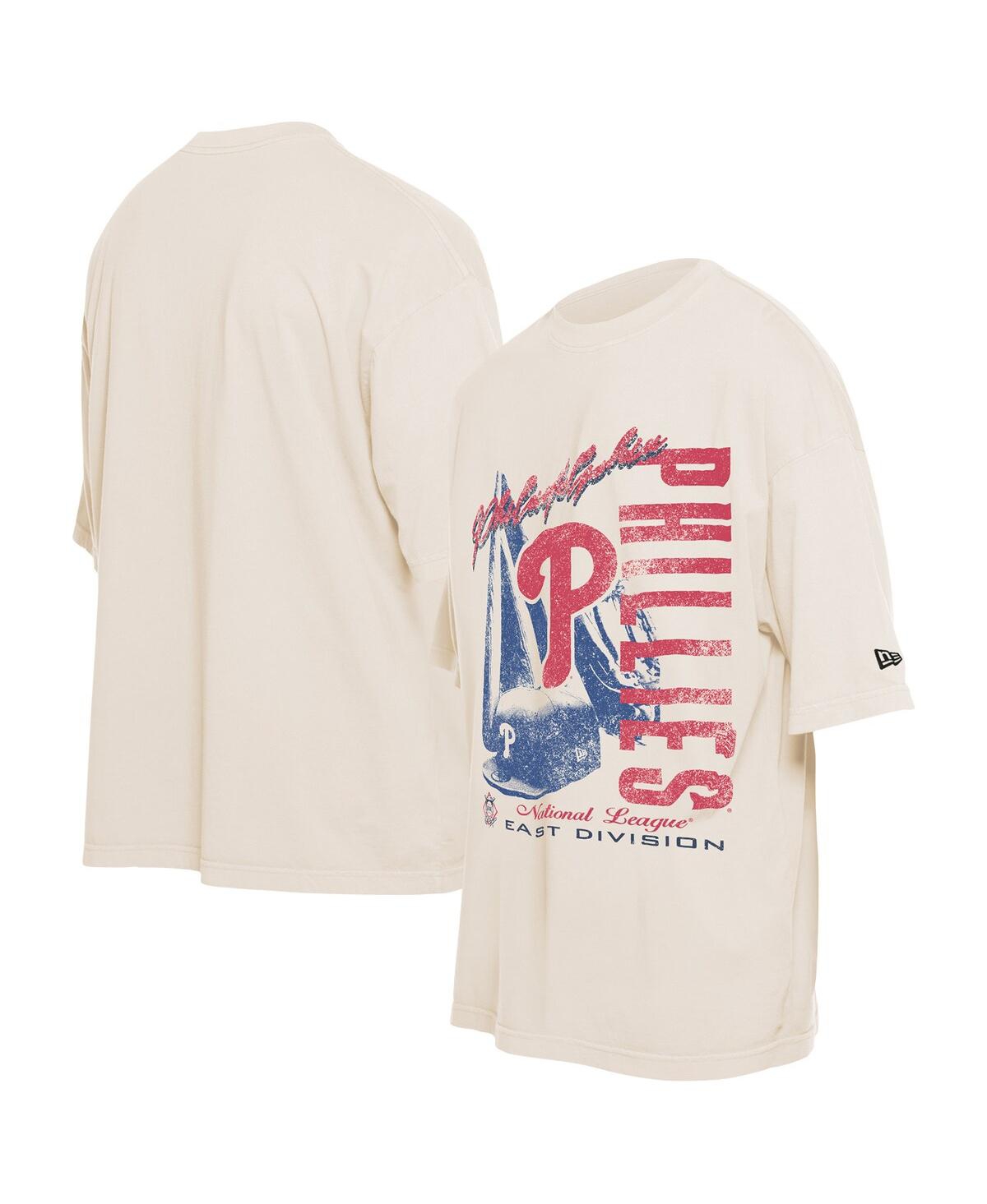 Shop New Era Men's Cream Philadelphia Phillies Cooperstown Collection Oversized Throwback Distressed T-shirt