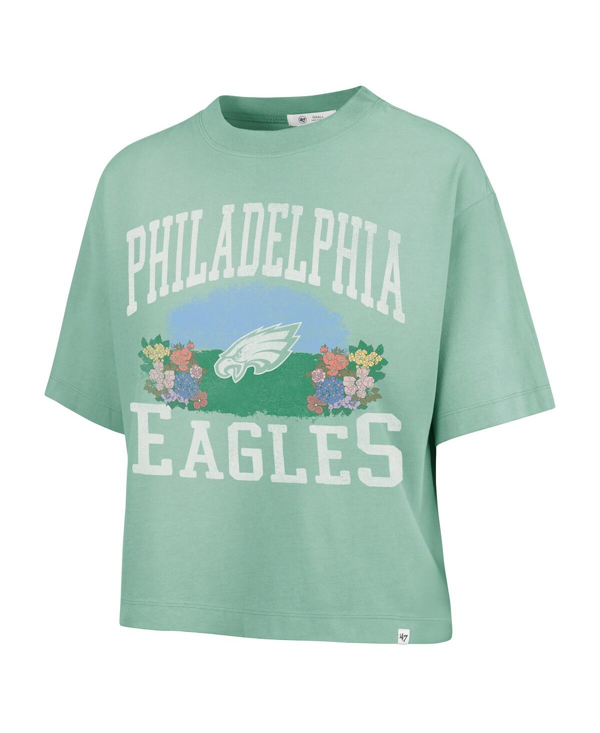 47 BRAND WOMEN'S MINT PHILADELPHIA EAGLES FLORENTINA MONTAUK CROPPED T-SHIRT 