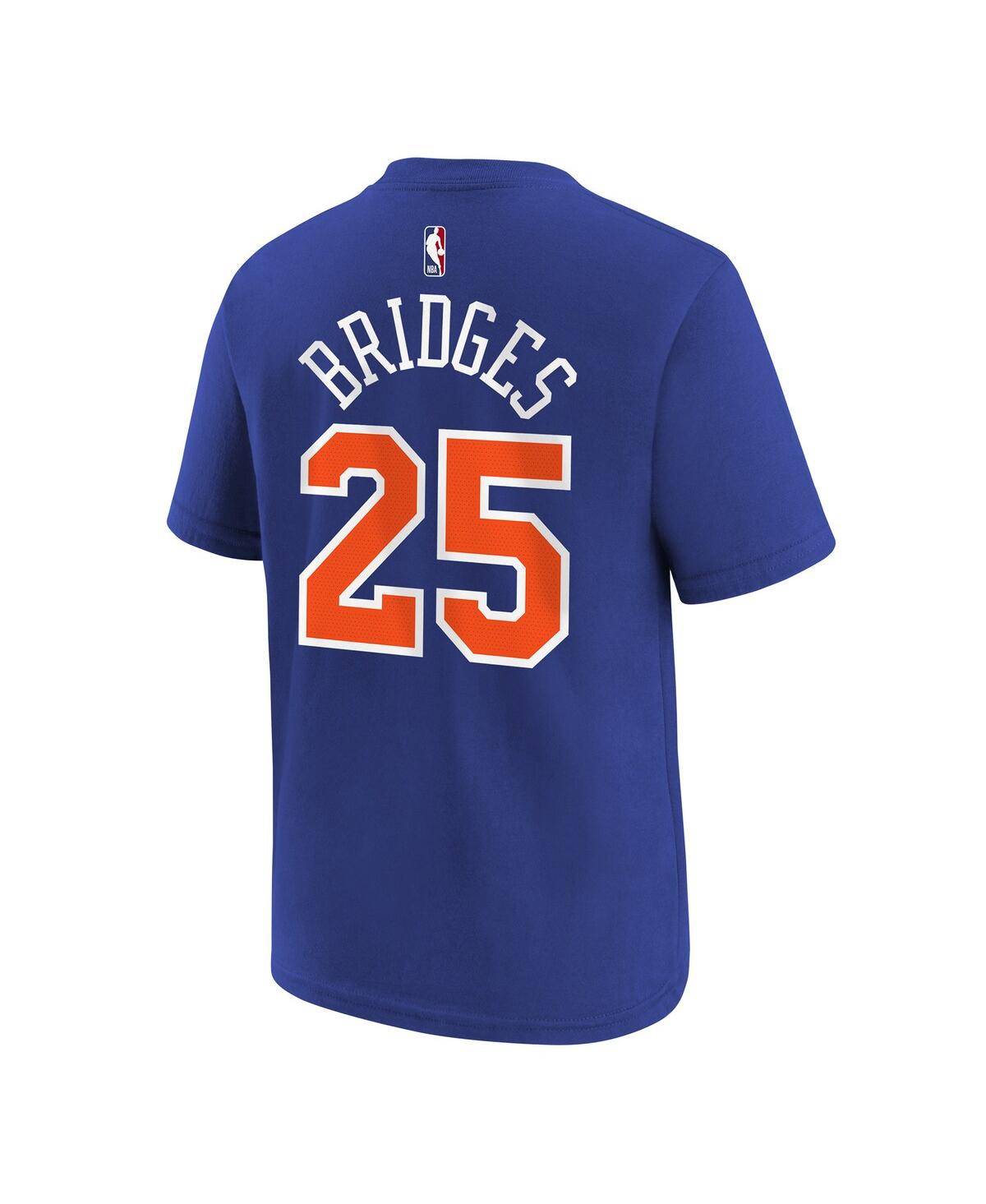 Nike Big Boys And Girls Mikal Bridges Blue New York Knicks Icon Name Number T-shirt In Blue