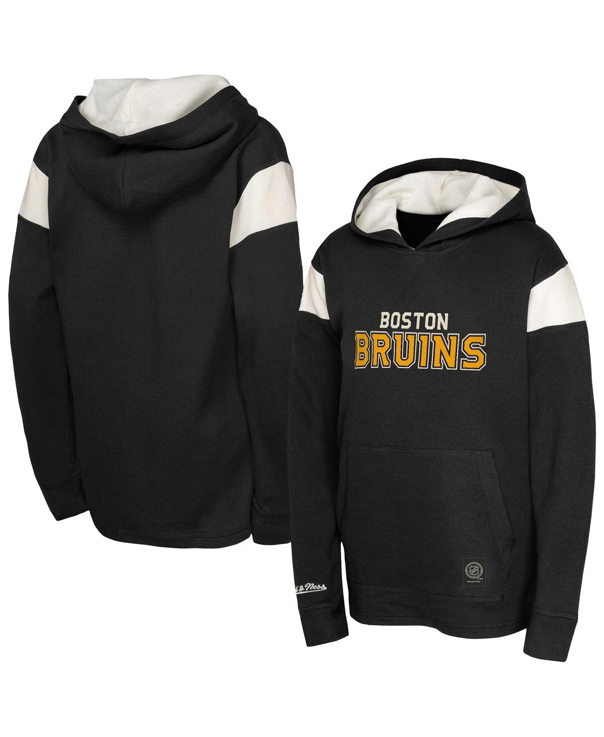 Mitchell & Ness Men's Black Boston Bruins Thermal Lightweight Pullover Hoodie In Black