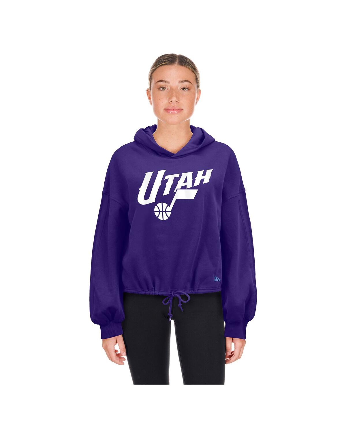 NEW ERA WOMEN'S PURPLE UTAH JAZZ 2024/25 CITY EDITION CROPPED PULLOVER HOODIE 