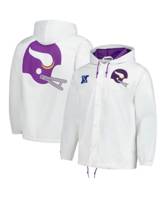 Mitchell & Ness - Men's White Minnesota Vikings Vintage Logo Coaches Full-Snap Hoodie Jacket