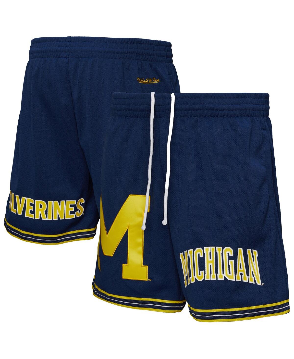 Mitchell & Ness Navy Michigan Wolverines Team Origins Mesh Shorts In Blue
