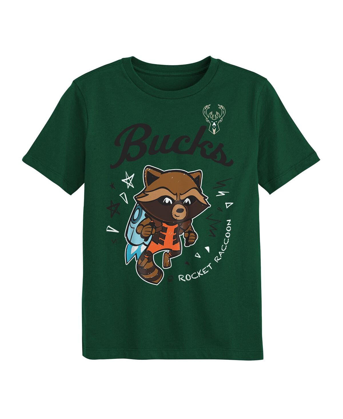 Outerstuff Preschool 2-piece Milwaukee Bucks Guardians Of The Galaxy T-shirt Set In Heather Gray
