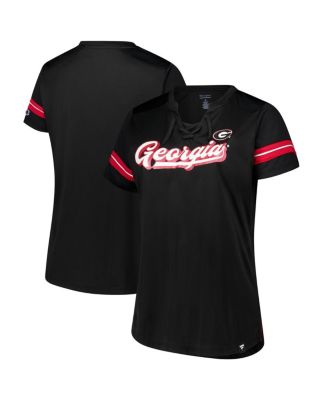 Fanatics - Women's Black Georgia Bulldogs Plus Size Overtime Readiness Lace-Up T-Shirt