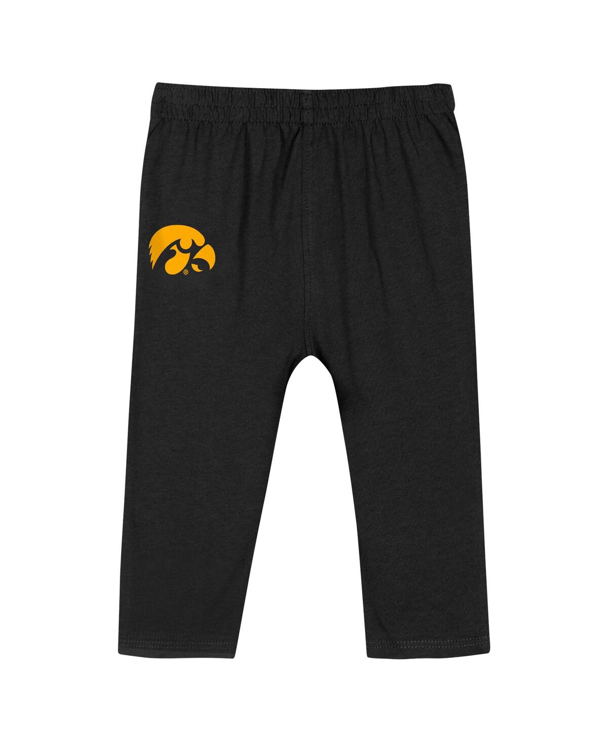 Outerstuff Baby Boys And Girls Black Iowa Hawkeyes Double Up Long Sleeve Bodysuit And Pant In Black
