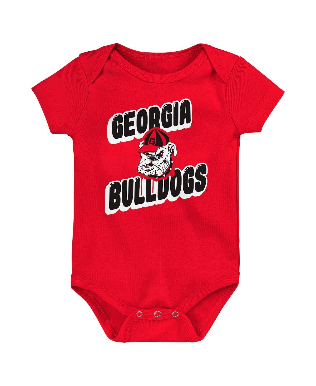 Outerstuff Baby Boys And Girls 3-pack Georgia Bulldogs Sunday Comics Bodysuit Set In Red