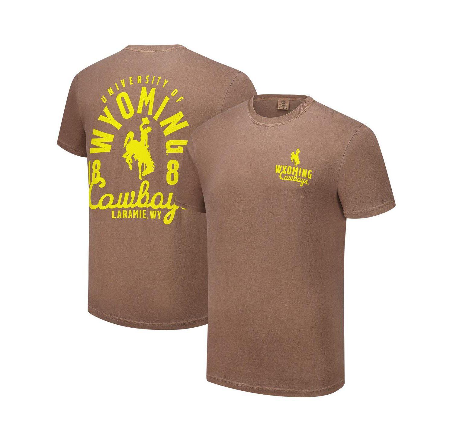 Men's Brown Wyoming Cowboys Comfort Colors Mascot Overlay T-Shirt