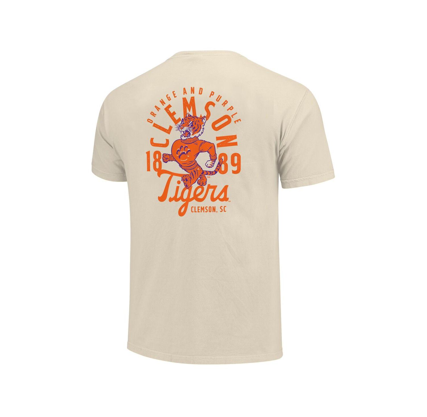 Men's Cream Clemson Tigers Comfort Colors Mascot Overlay T-Shirt