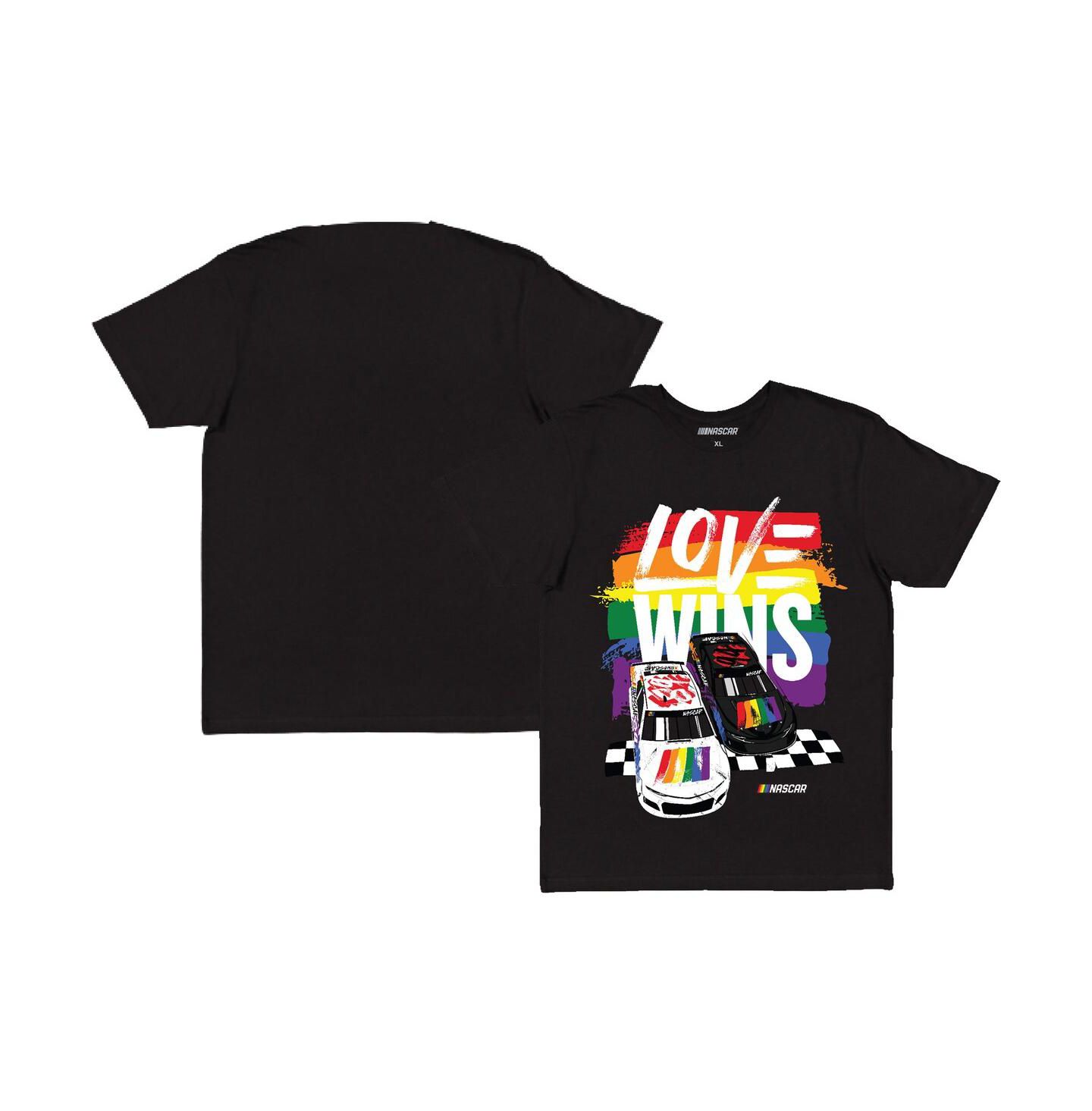 Мужская футболка Checkered Flag Sports Black NASCAR Love Wins Pride — фото 1