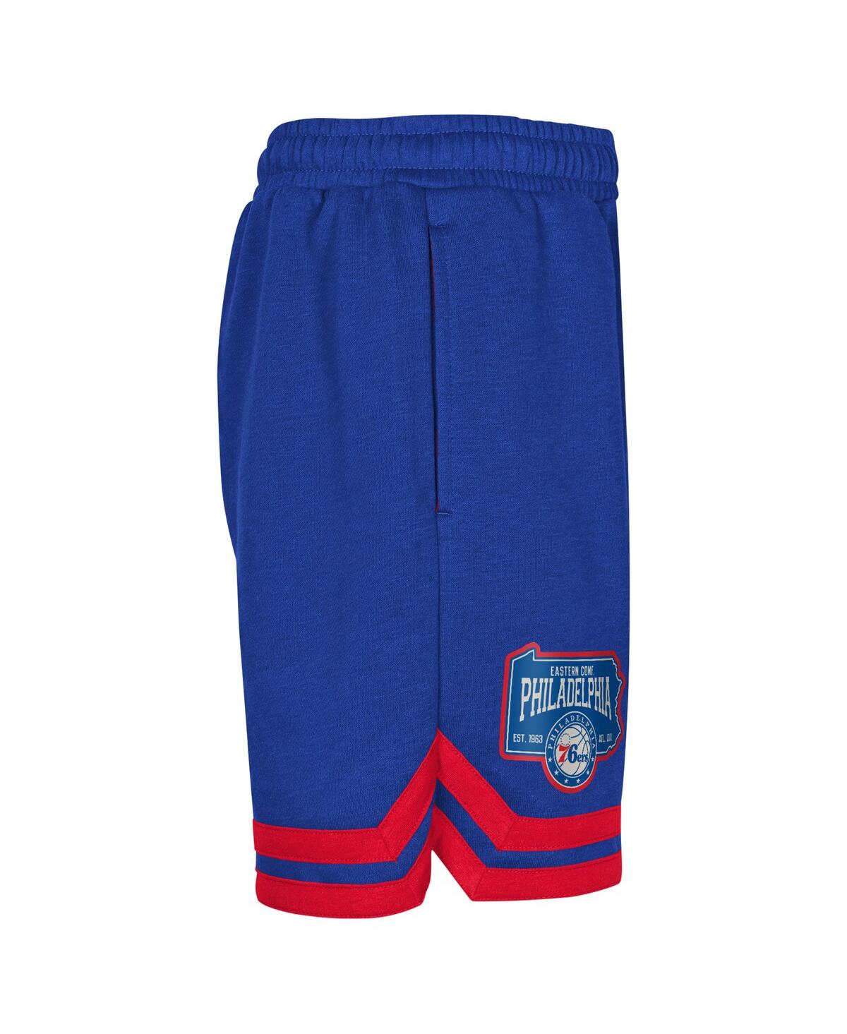 Outerstuff Big Boys And Girls Royal Philadelphia 76ers Teardrop Fleece Shorts In Royal
